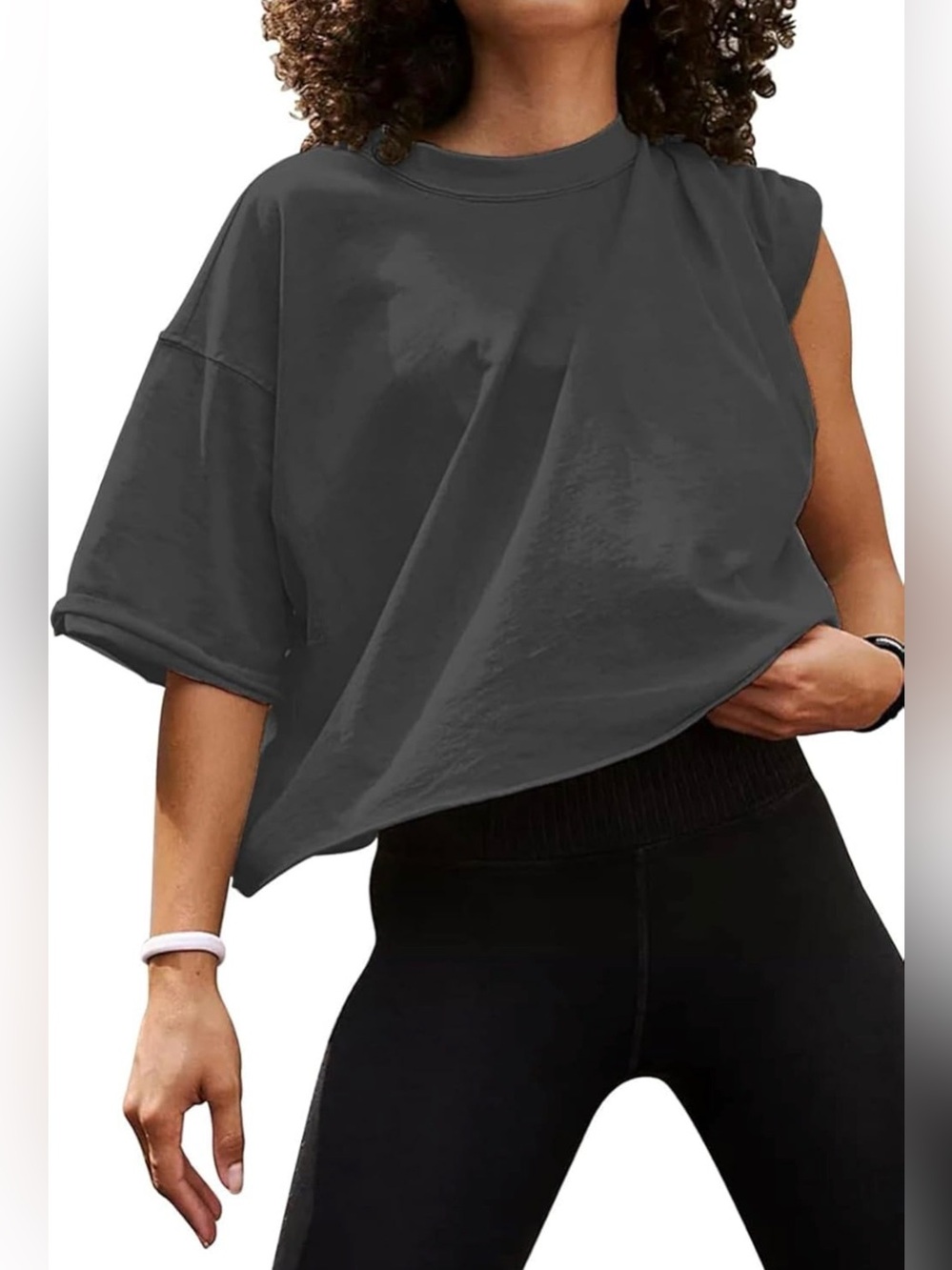 Carpetcom Dark Gray Oversized Crop Workout Top XL